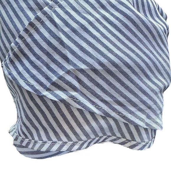 Lagenlook Cupio Asymmetrical Hem Navy Striped Cuff Sleeve Tunic Top - Picture 14 of 14